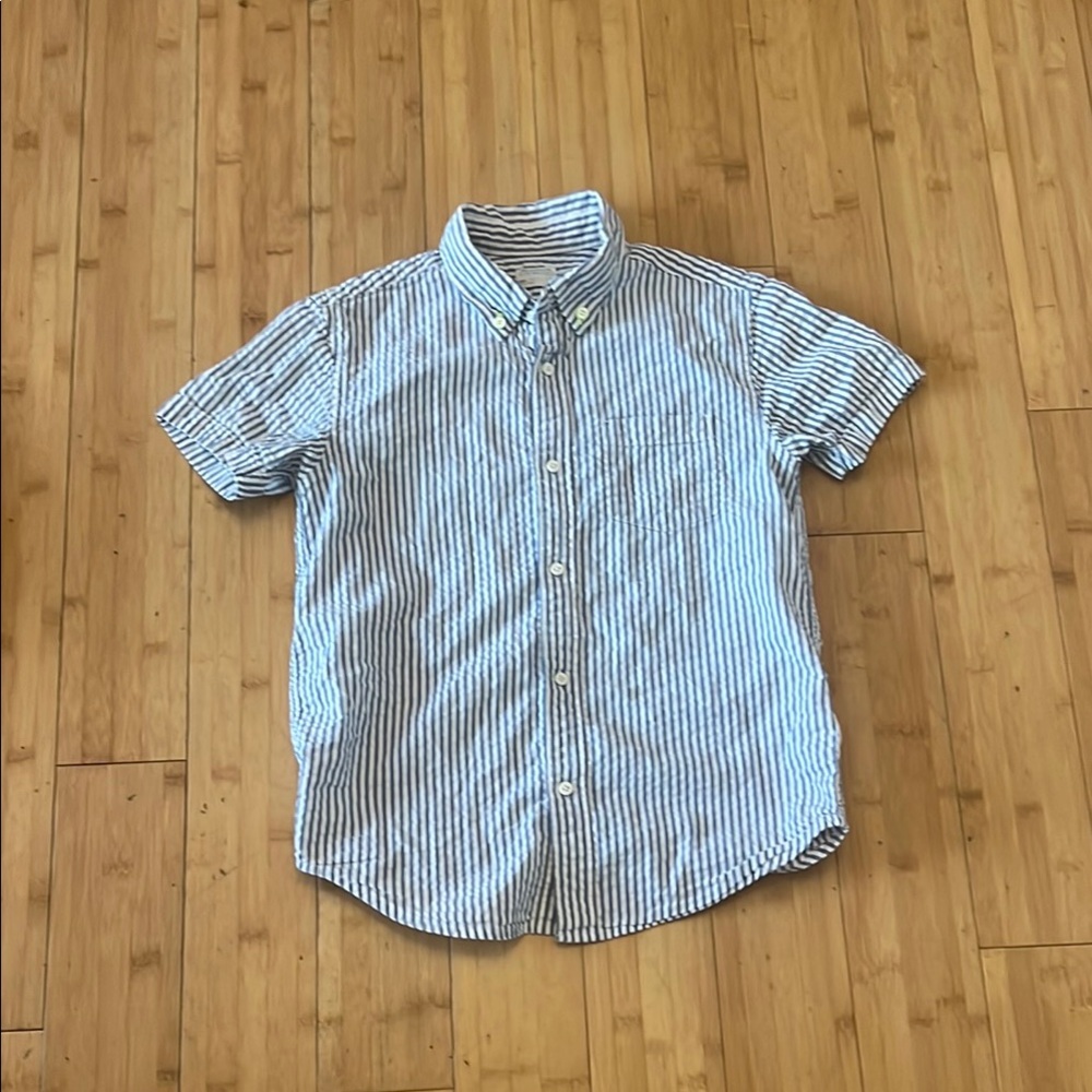 Crewcuts Casual Blue and White Striped Button Down Shirt